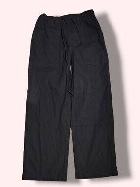 Women's Black Wide-Leg Drawstring Trousers
